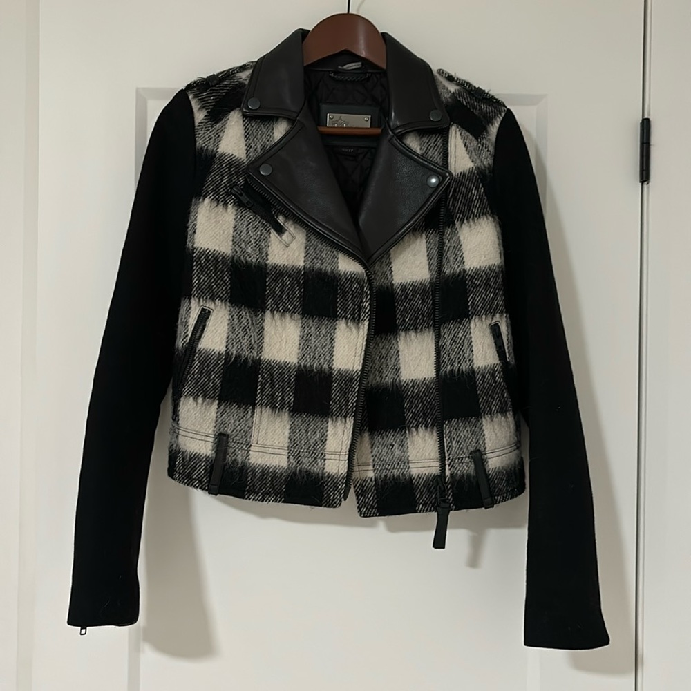 Mackage wool leather moto jacket coat size XS